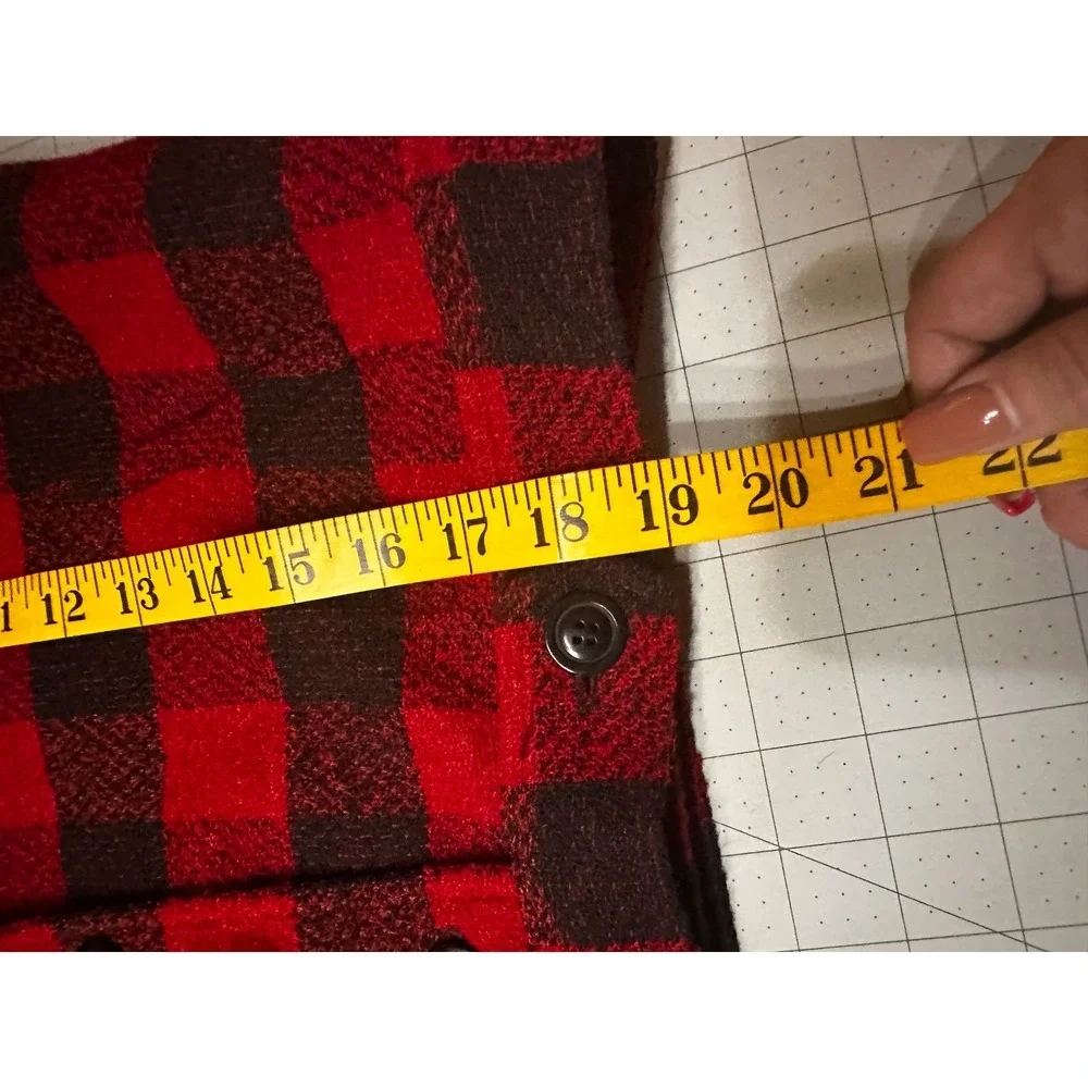 Talbots Collection Red Black Buffalo Plaid Cropped Wool Blend Blazer Jacket SZ 6